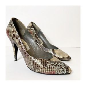 SZ 39.5 Vintage Antonio da Pescara Snakeskin Pumps